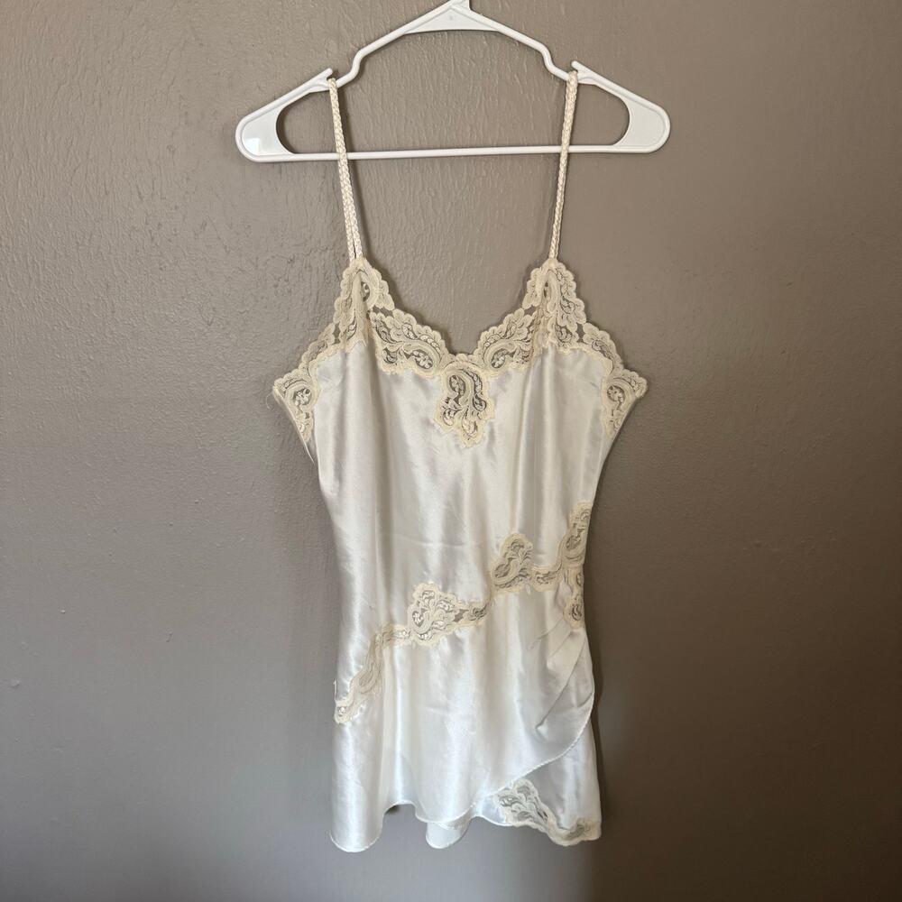 VICTORIA'S SECRET GOLD LABEL Ivory Lace Slip Dress Wrap Detail Size Large bride
